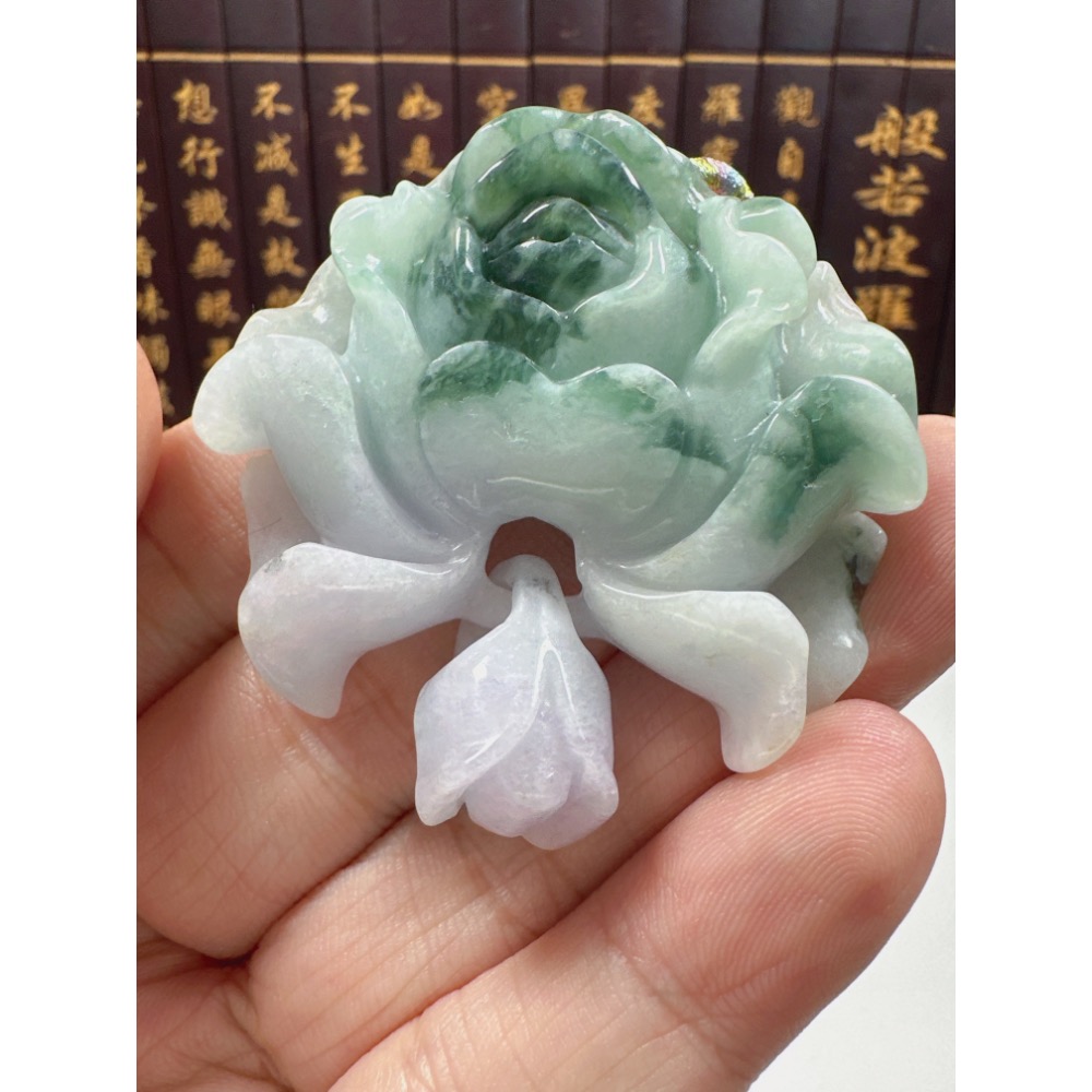 天然翡翠A貨-榮華富貴牡丹花掛件 商品編號070108-細節圖3