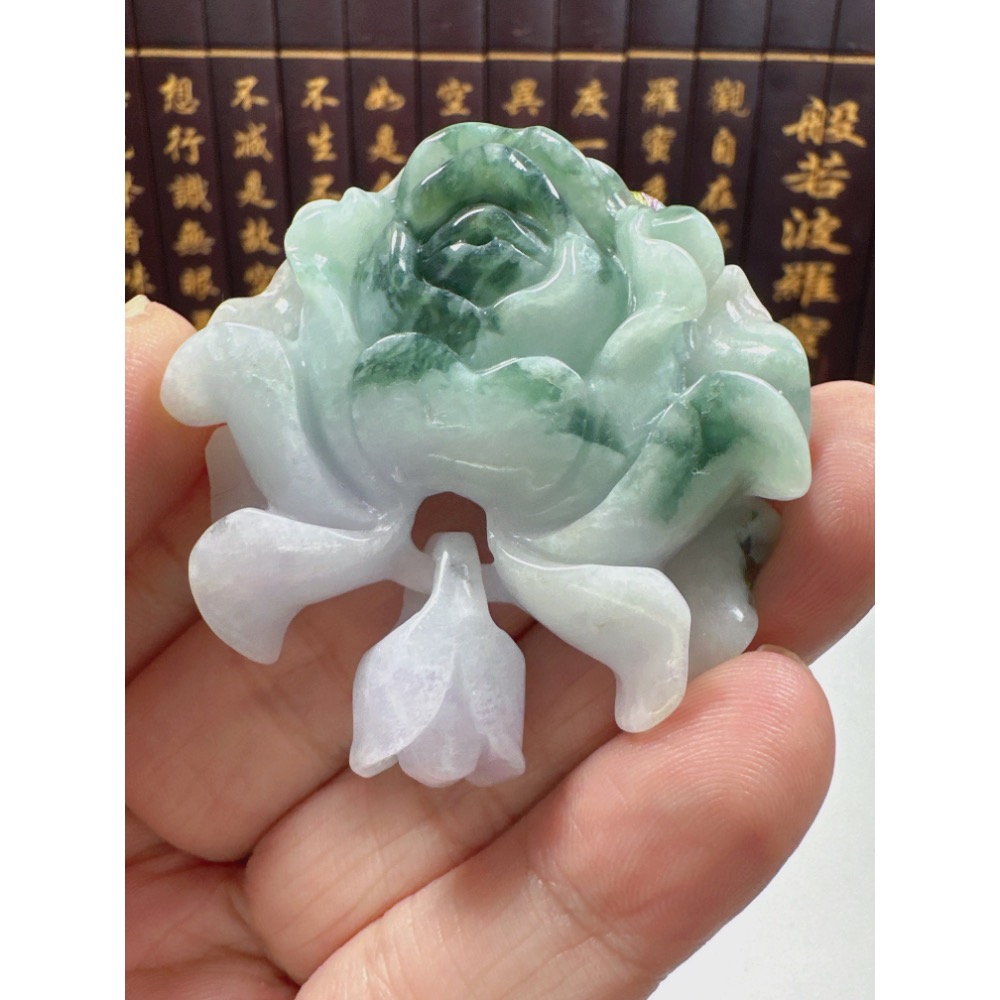 天然翡翠A貨-榮華富貴牡丹花掛件 商品編號070108-細節圖4