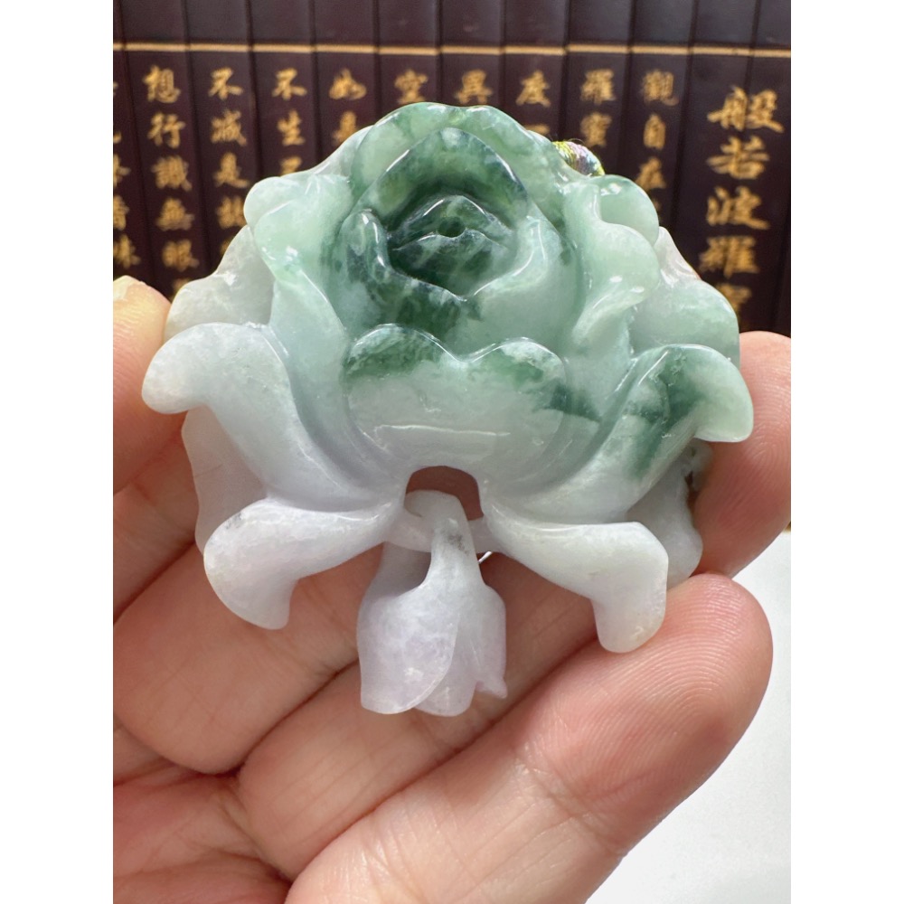 天然翡翠A貨-榮華富貴牡丹花掛件 商品編號070108-細節圖5
