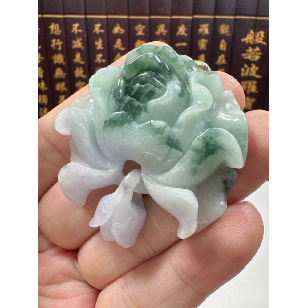 天然翡翠A貨-榮華富貴牡丹花掛件 商品編號070108-細節圖6
