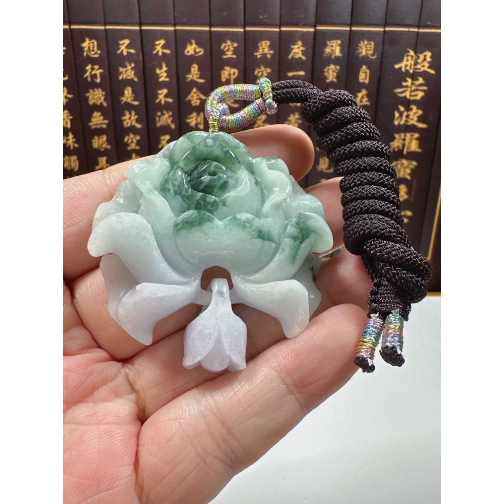 天然翡翠A貨-榮華富貴牡丹花掛件 商品編號070108-細節圖7
