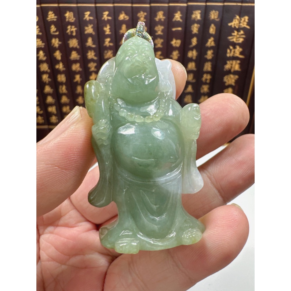 天然翡翠A貨-可愛歡喜彌勒佛立體厚庄掛件，小擺件 商品編號070201-細節圖6
