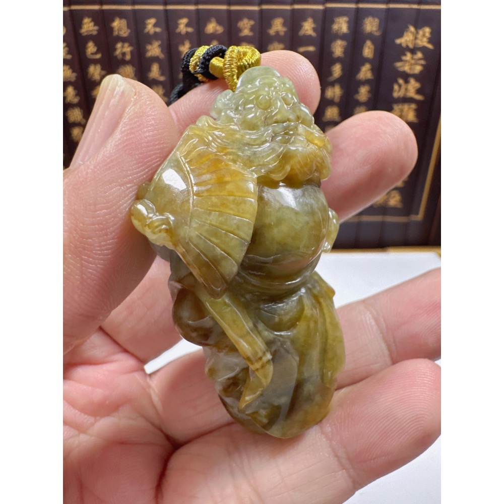 天然翡翠A貨-伏妖降魔鍾馗天師立體手工雕厚庄掛件 商品編號：070203-細節圖6