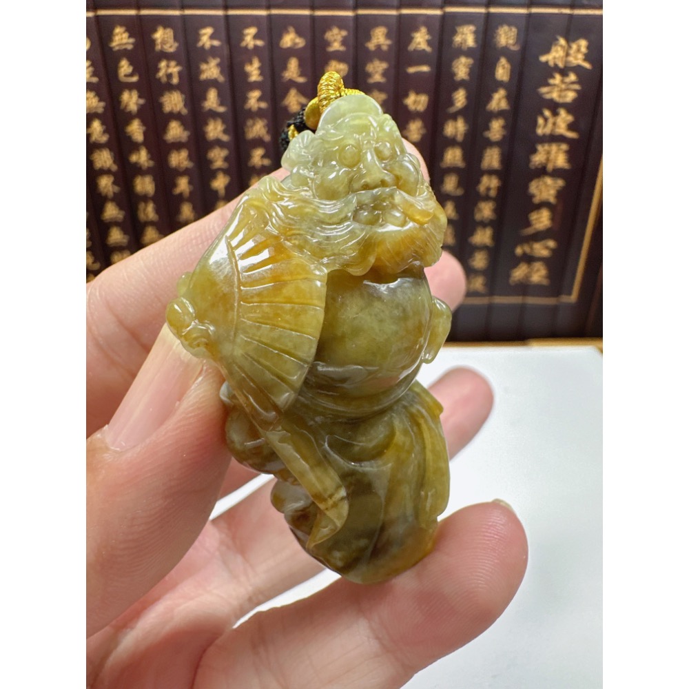 天然翡翠A貨-伏妖降魔鍾馗天師立體手工雕厚庄掛件 商品編號：070203-細節圖7