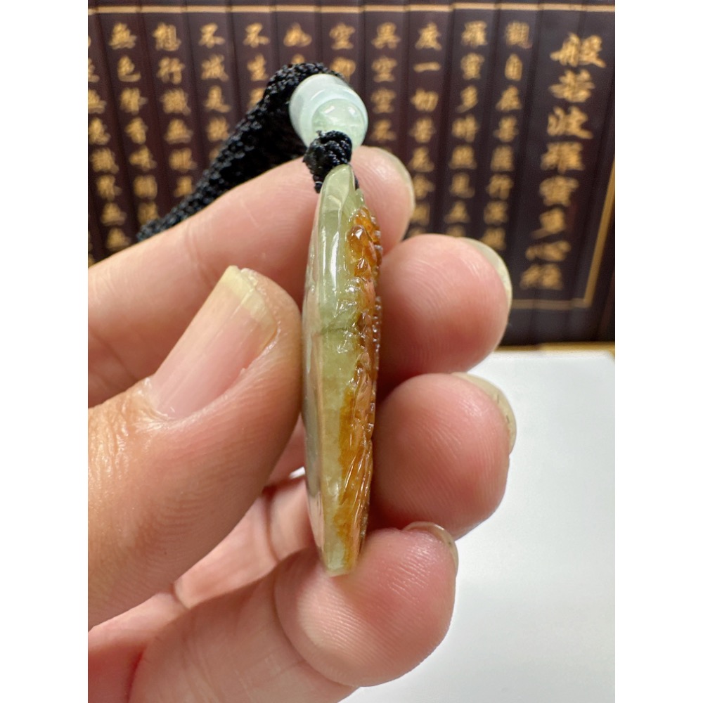 天然翡翠A貨-招財山水精雕掛件  商品編號070205-細節圖9
