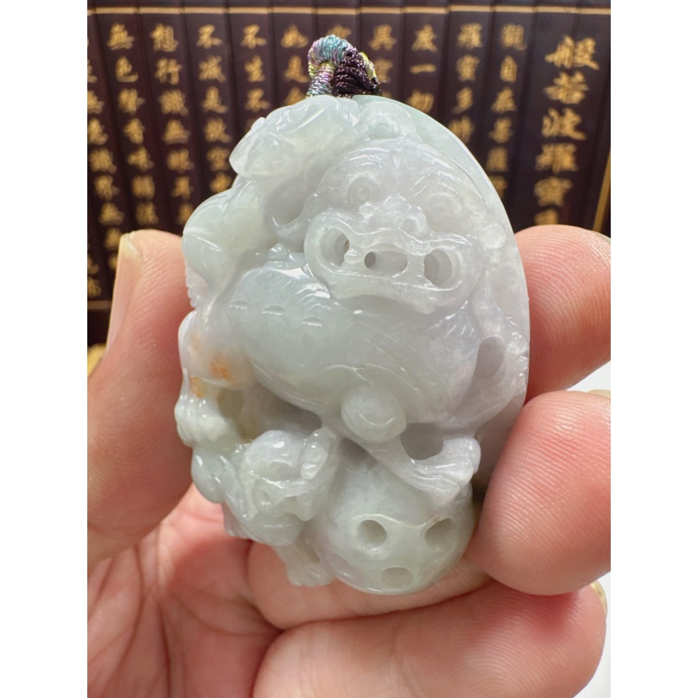 天然翡翠A貨-開運招財進寶母子貔貅立體厚庄掛件 商品編號：070208-細節圖6