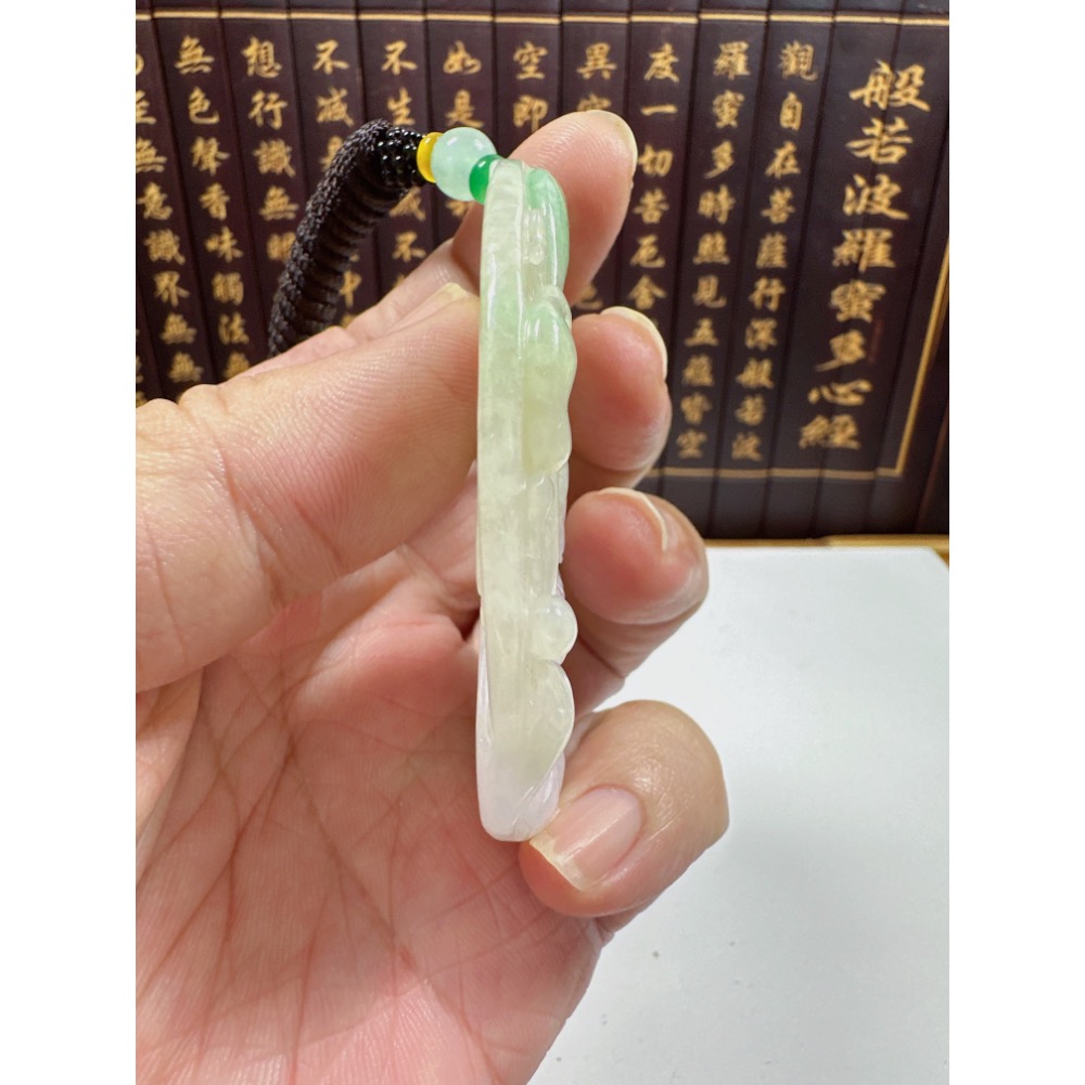 天然翡翠A貨-龍霸天下神龍護主藕會發財如意玉牌掛件 商品編號：070301-細節圖6