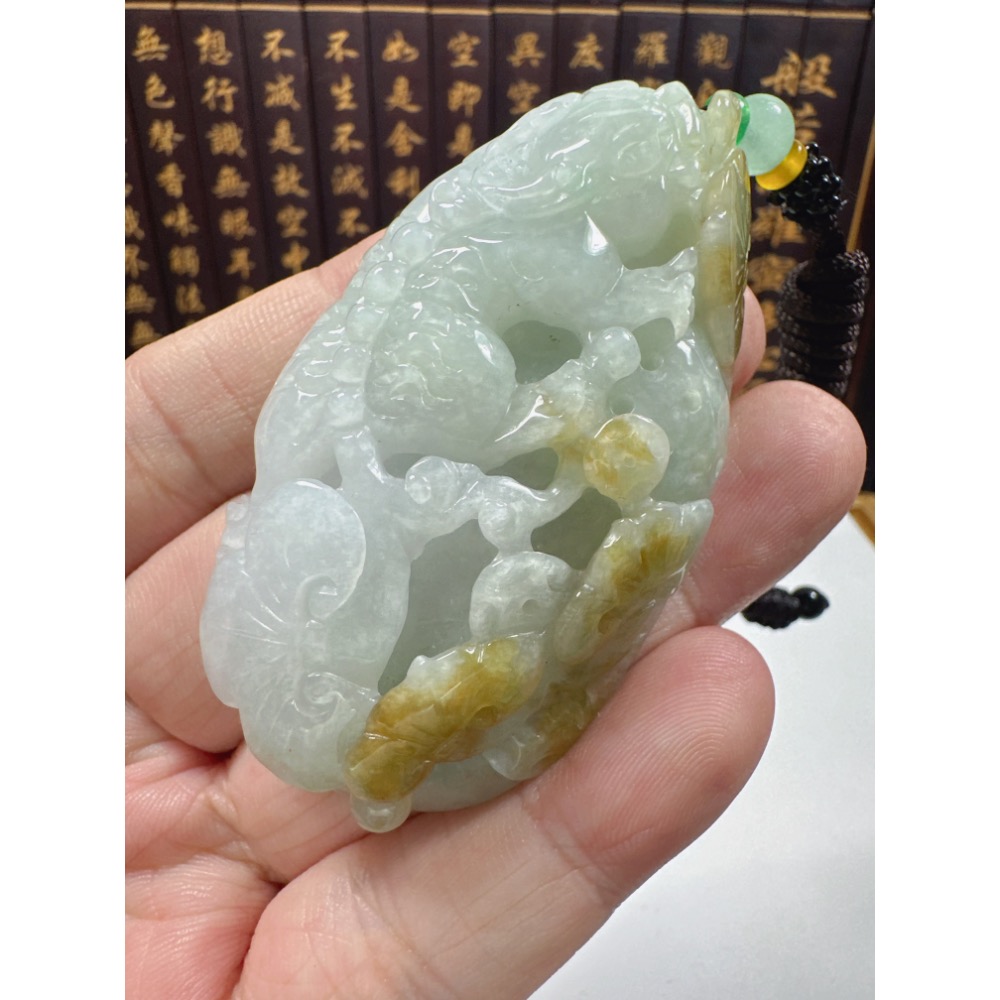 天然翡翠A貨-招財貔貅發財如意掛件 商品編號070304-細節圖2