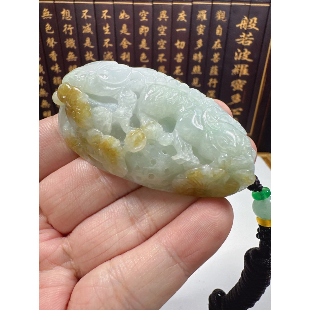 天然翡翠A貨-招財貔貅發財如意掛件 商品編號070304-細節圖3