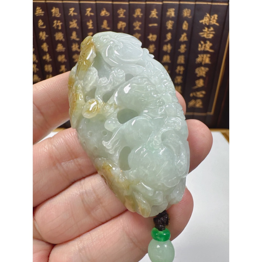 天然翡翠A貨-招財貔貅發財如意掛件 商品編號070304-細節圖4