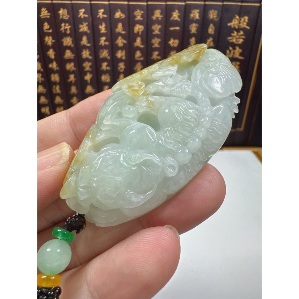 天然翡翠A貨-招財貔貅發財如意掛件 商品編號070304-細節圖5