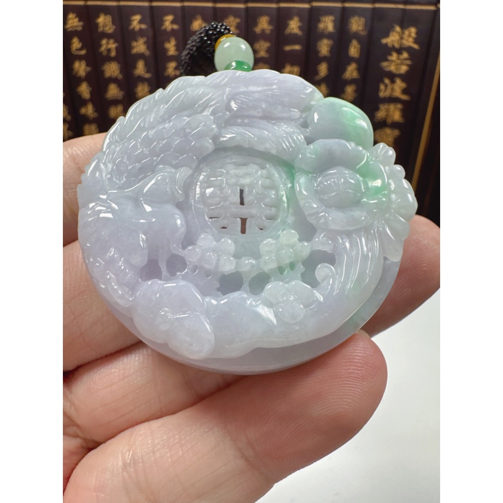天然翡翠A貨-喜鵲報喜榮華富貴鐲心厚庄掛件 商品編號070307-細節圖5