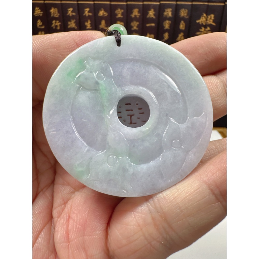 天然翡翠A貨-喜鵲報喜榮華富貴鐲心厚庄掛件 商品編號070307-細節圖8