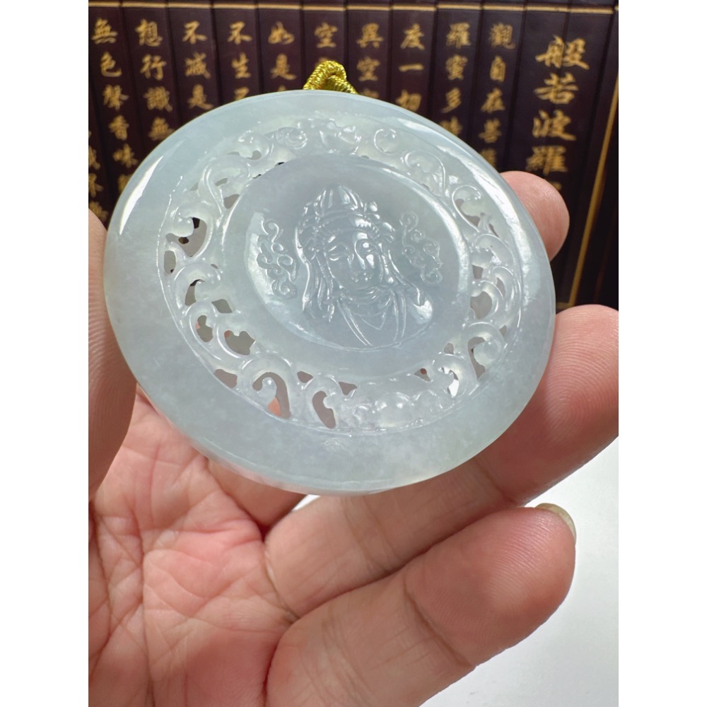 天然翡翠A貨-蓮生佛法觀自在觀音鐲心厚庄掛件 商品編號070309-細節圖2