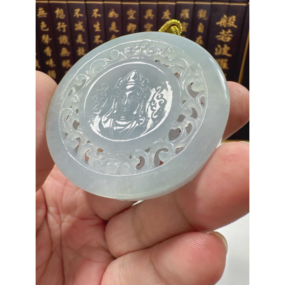天然翡翠A貨-蓮生佛法觀自在觀音鐲心厚庄掛件 商品編號070309-細節圖3