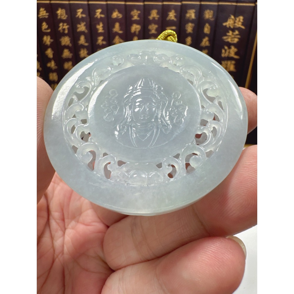 天然翡翠A貨-蓮生佛法觀自在觀音鐲心厚庄掛件 商品編號070309-細節圖4