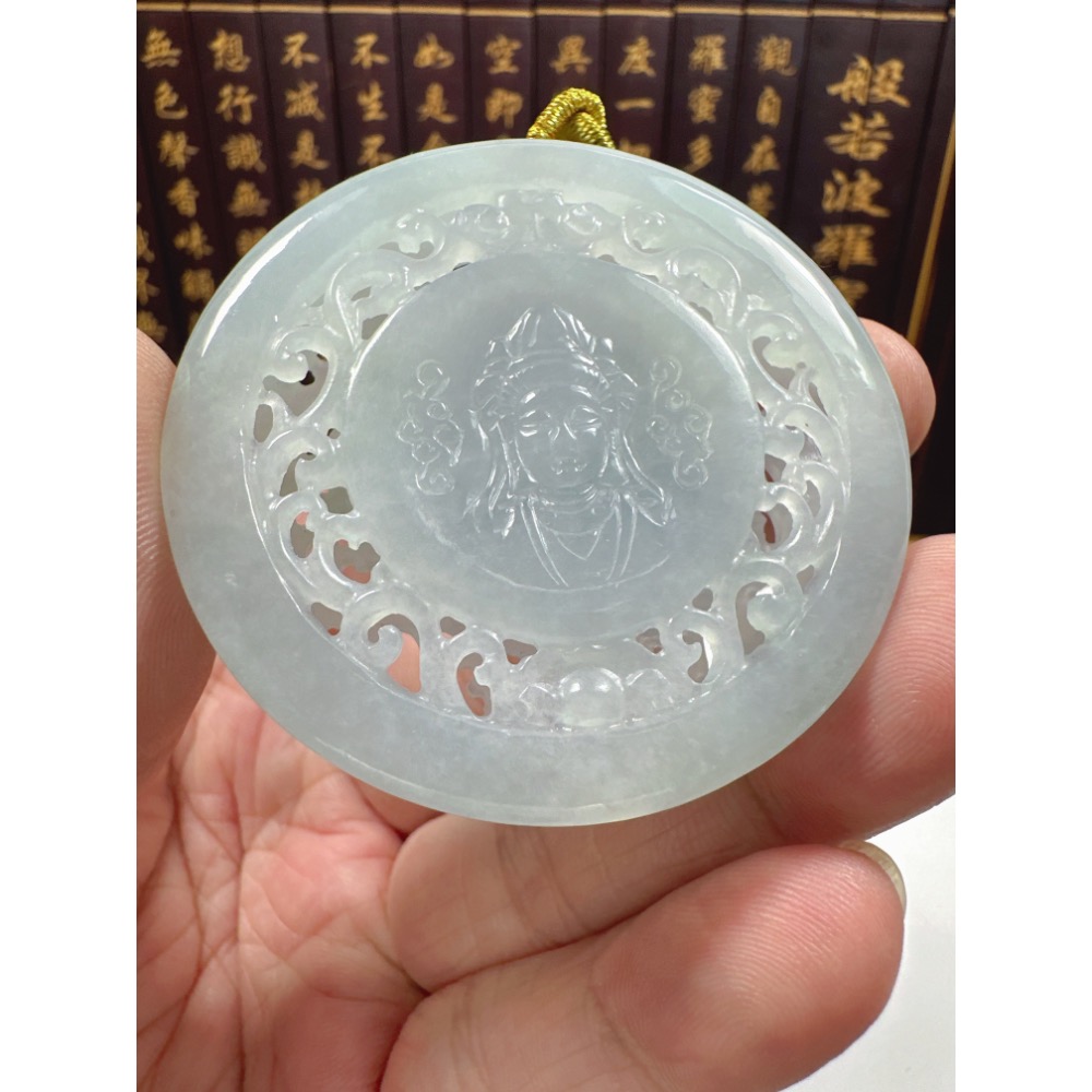 天然翡翠A貨-蓮生佛法觀自在觀音鐲心厚庄掛件 商品編號070309-細節圖5