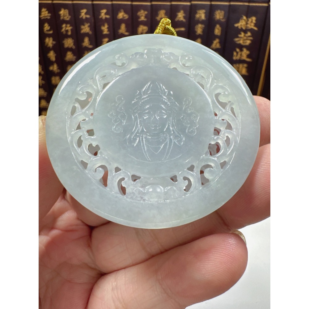 天然翡翠A貨-蓮生佛法觀自在觀音鐲心厚庄掛件 商品編號070309-細節圖8