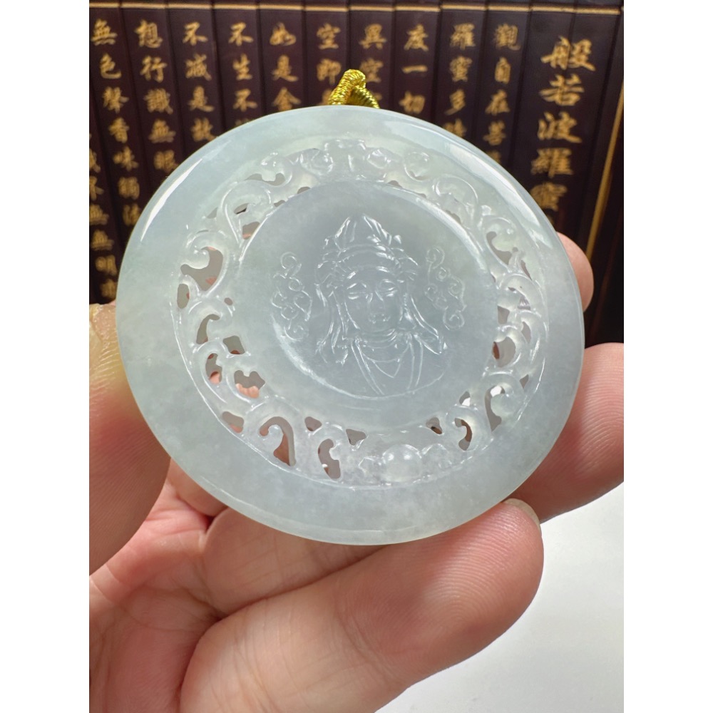 天然翡翠A貨-蓮生佛法觀自在觀音鐲心厚庄掛件 商品編號070309-細節圖9