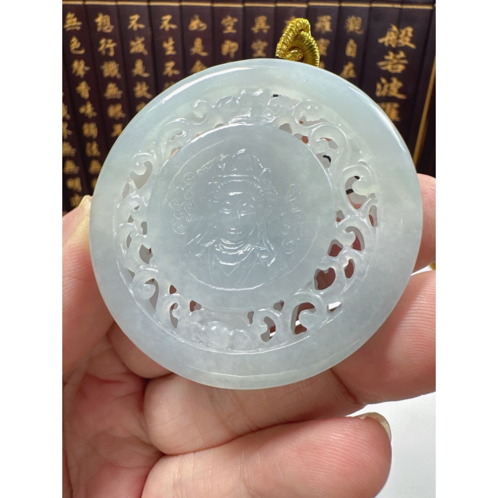 天然翡翠A貨-蓮生佛法觀自在觀音鐲心厚庄掛件 商品編號070309-細節圖10