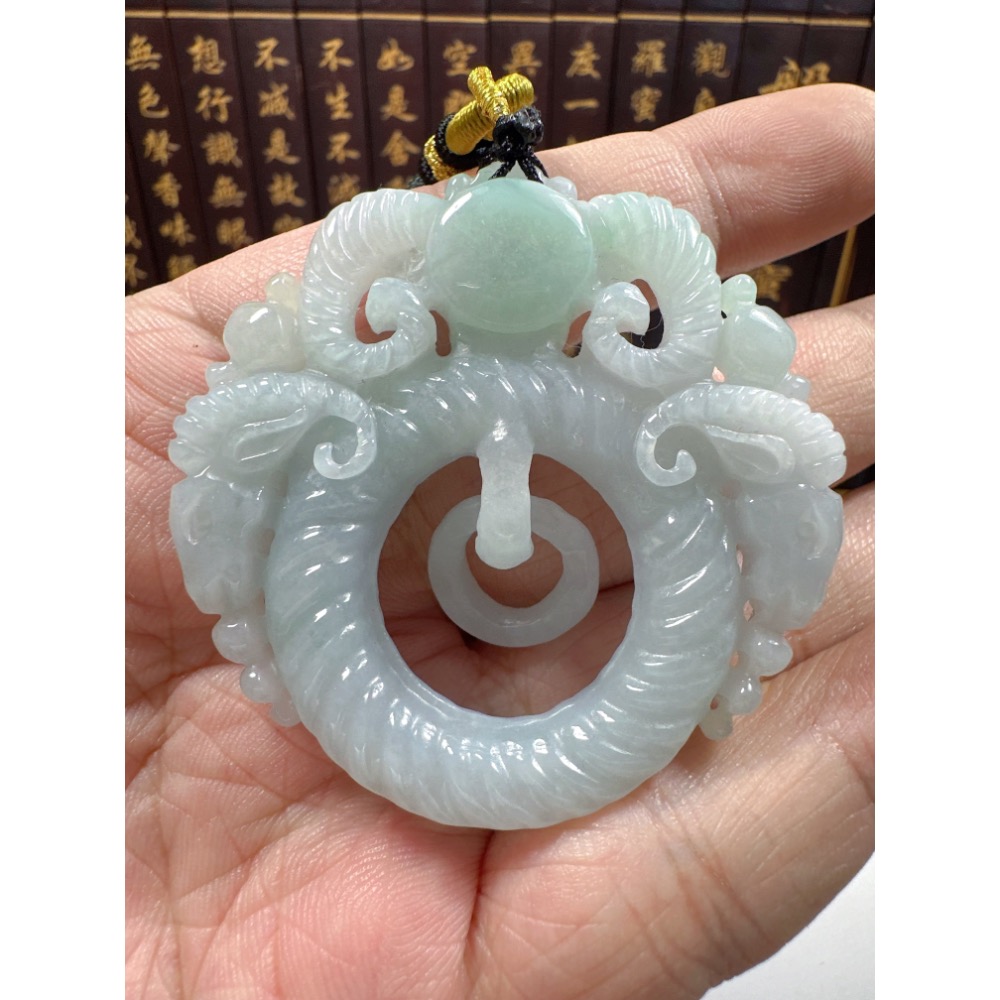 天然翡翠A貨-洋洋得意三陽開泰鐲心厚庄掛件 商品編號070310-細節圖8