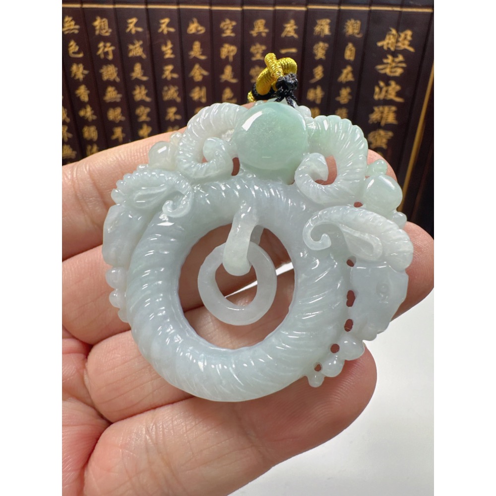 天然翡翠A貨-洋洋得意三陽開泰鐲心厚庄掛件 商品編號070310-細節圖9