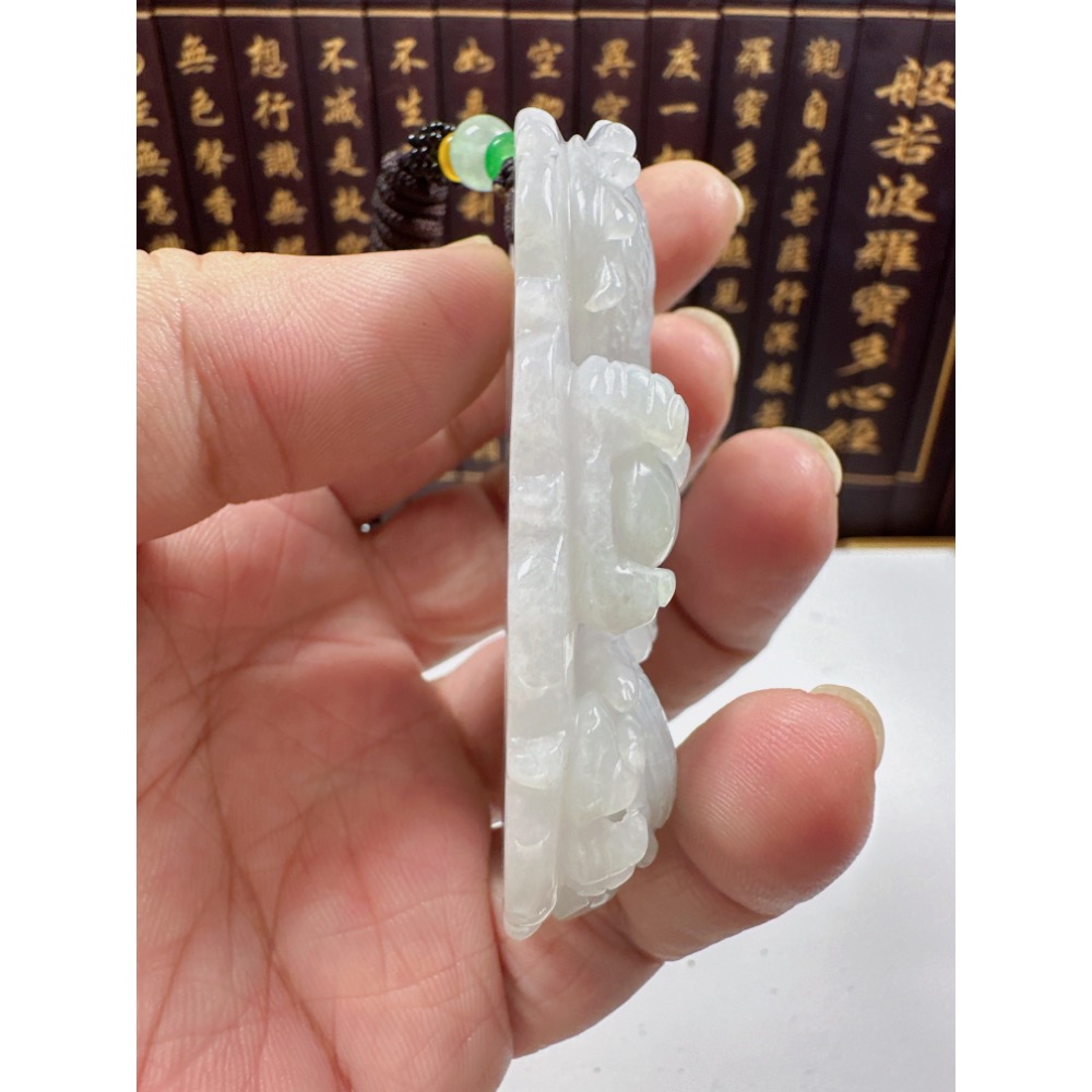 天然翡翠A貨-龍霸天下立體厚庄手工雕掛件 商品編號070401-細節圖9