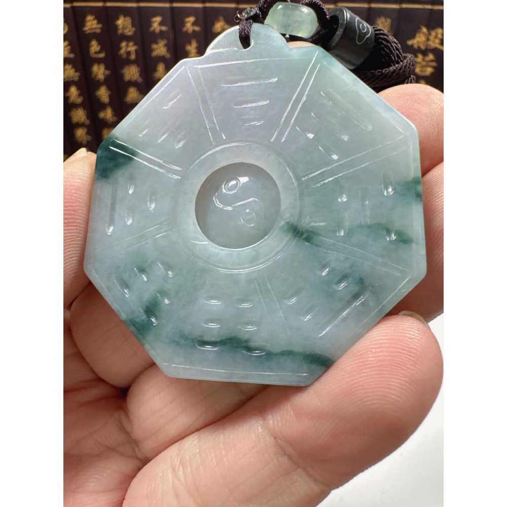 天然翡翠A貨-太極八卦平安玉牌 商品編號070405-細節圖5