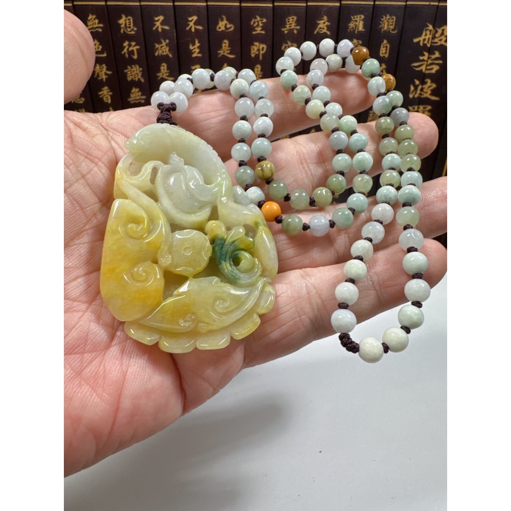 天然翡翠A貨-前程似錦藕會發財進寶如意立體厚庄掛件 商品編號070410-細節圖6