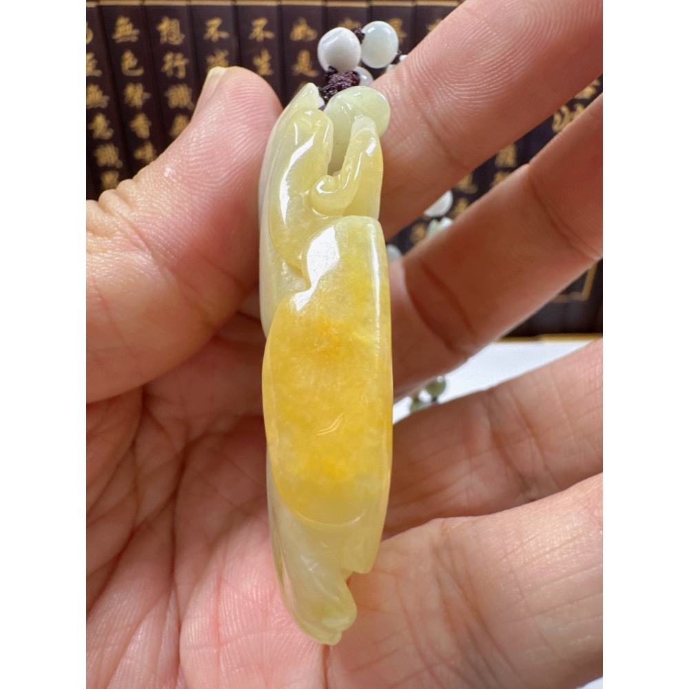 天然翡翠A貨-前程似錦藕會發財進寶如意立體厚庄掛件 商品編號070410-細節圖8