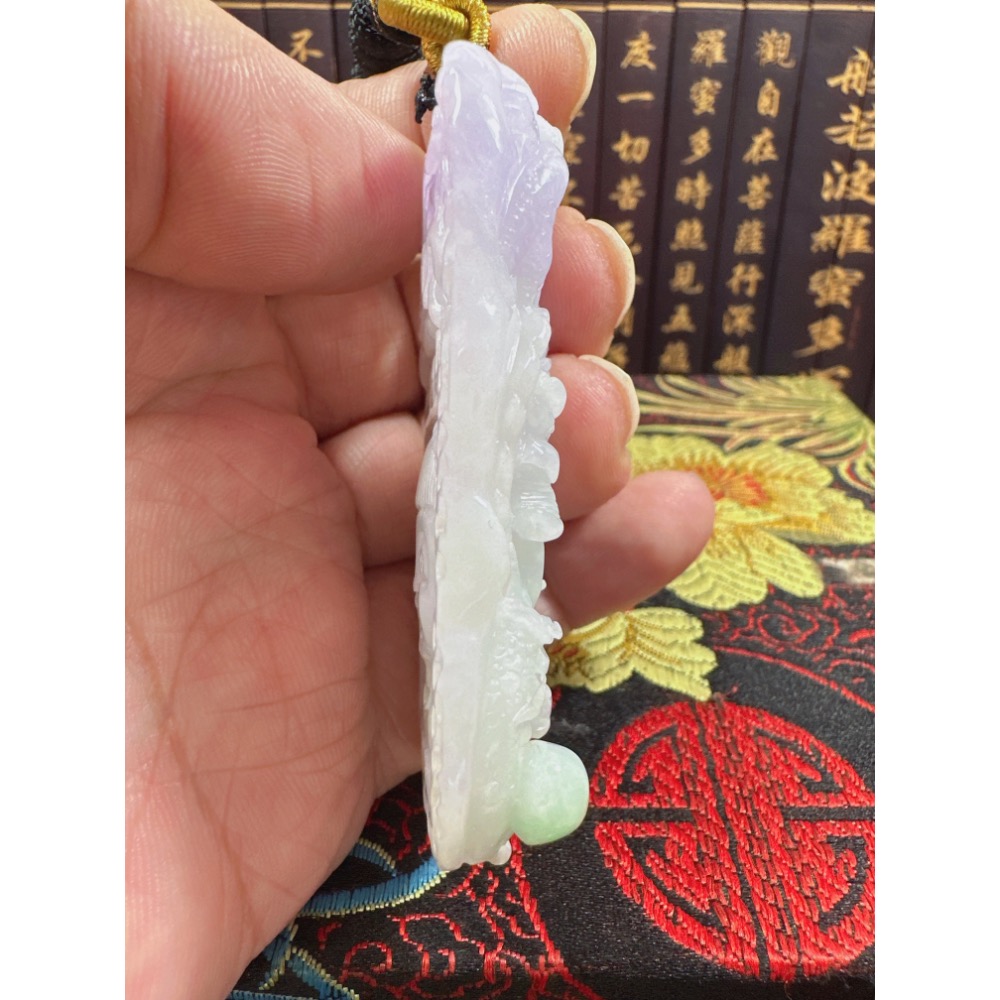 天然翡翠A貨-乘龍三太子立體厚庄雙面雕玉牌 商品編號070502-細節圖8