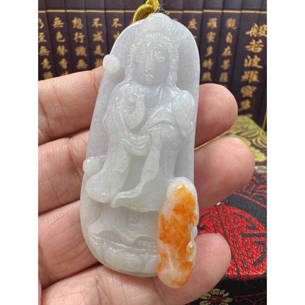 天然翡翠A貨-觀自在如意觀音立體厚庄掛件 商品編號070504-細節圖3