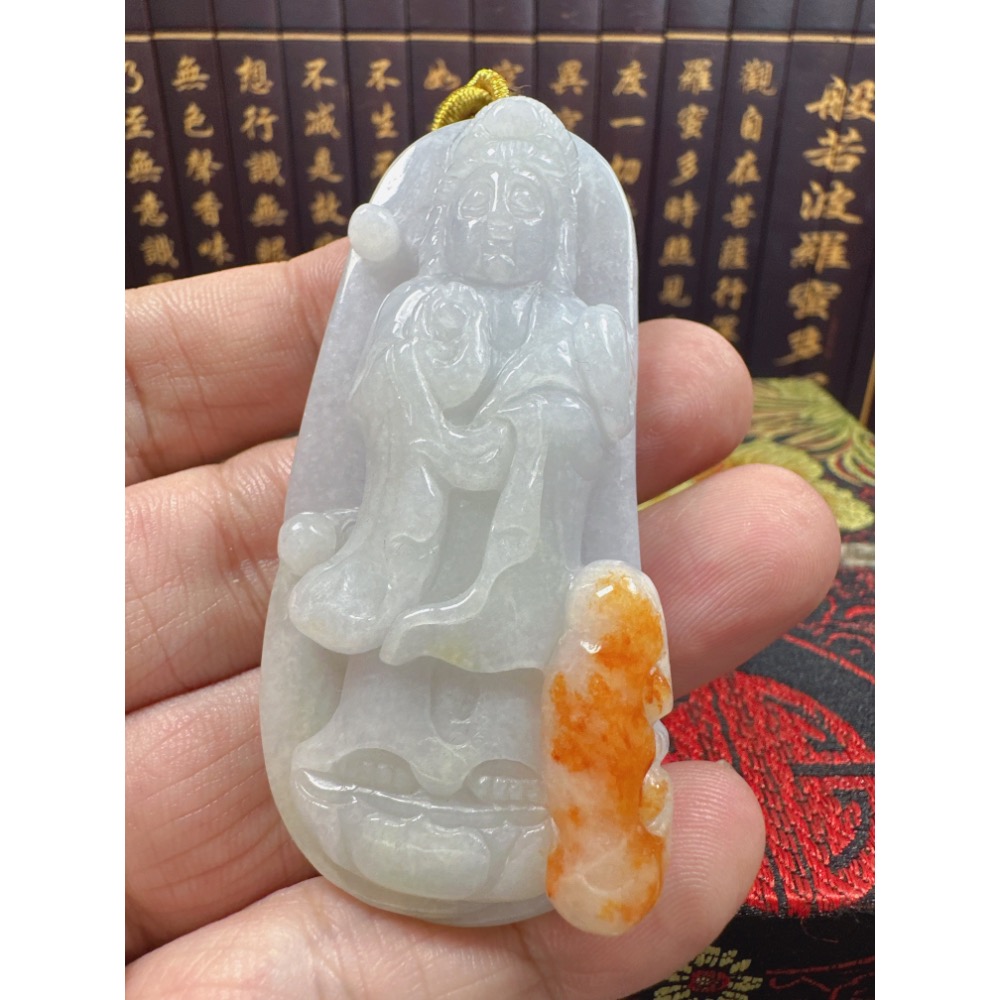 天然翡翠A貨-觀自在如意觀音立體厚庄掛件 商品編號070504-細節圖4