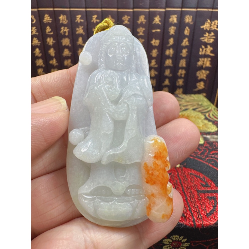 天然翡翠A貨-觀自在如意觀音立體厚庄掛件 商品編號070504-細節圖5