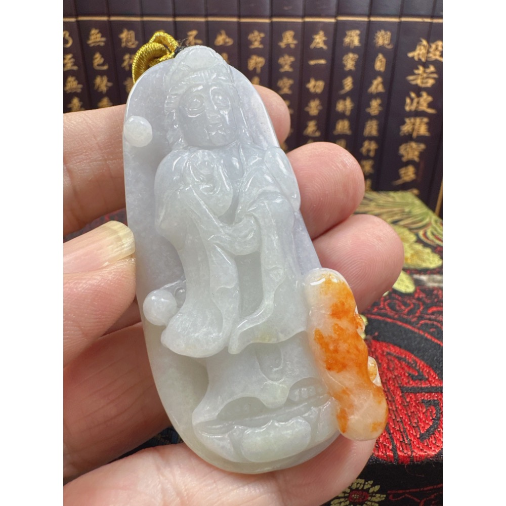 天然翡翠A貨-觀自在如意觀音立體厚庄掛件 商品編號070504-細節圖7
