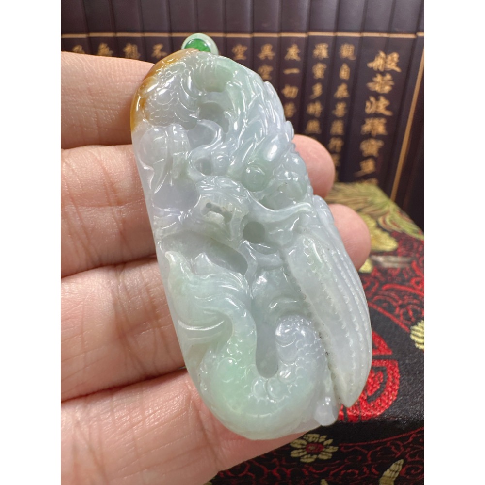 天然翡翠A貨-龍霸天下吉祥福氣富貴臨門立體厚庄掛件 商品編號：070602-細節圖7