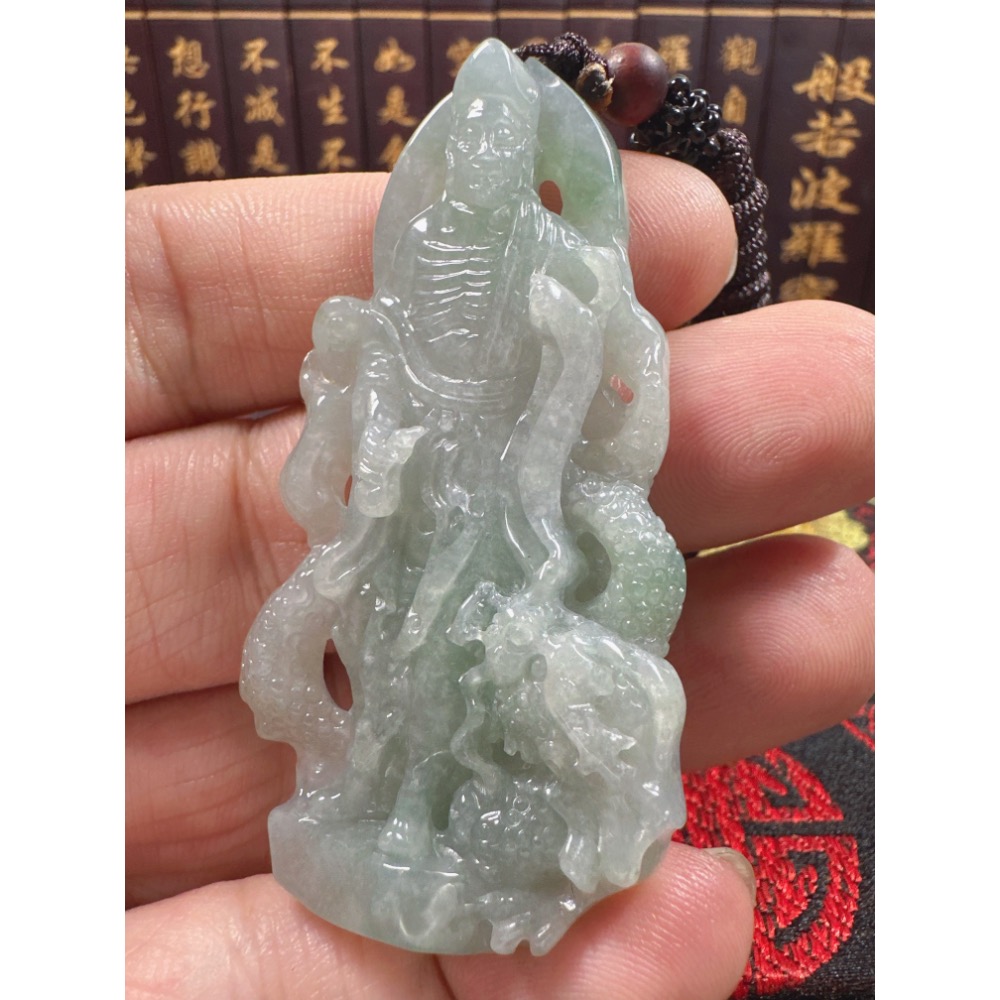 天然翡翠A貨-乘龍濟公活佛立體掛件 商品編號070702-細節圖5