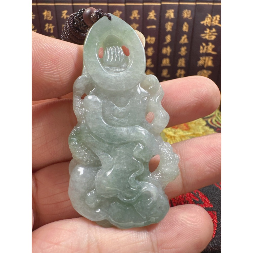 天然翡翠A貨-乘龍濟公活佛立體掛件 商品編號070702-細節圖9