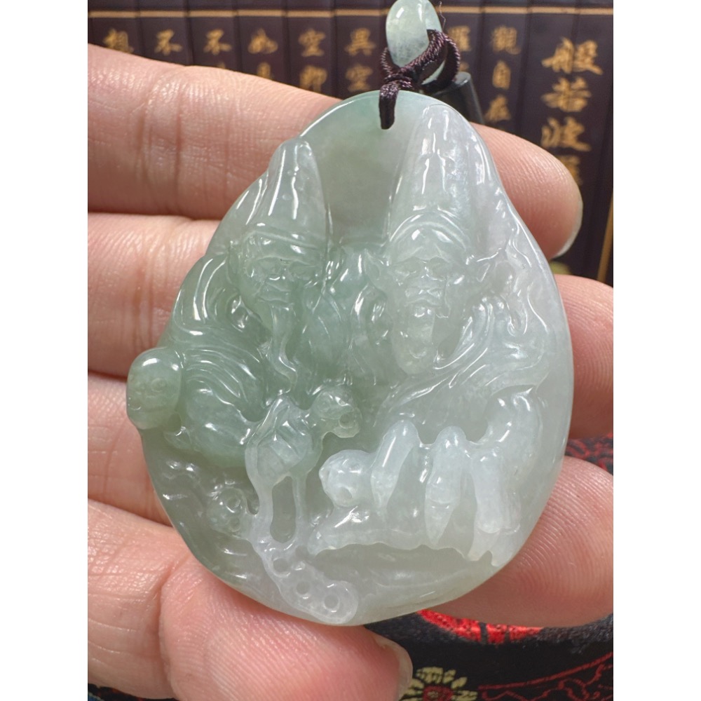 天然翡翠A貨-黑白無常立體厚庄掛件 商品編號：070707-細節圖6