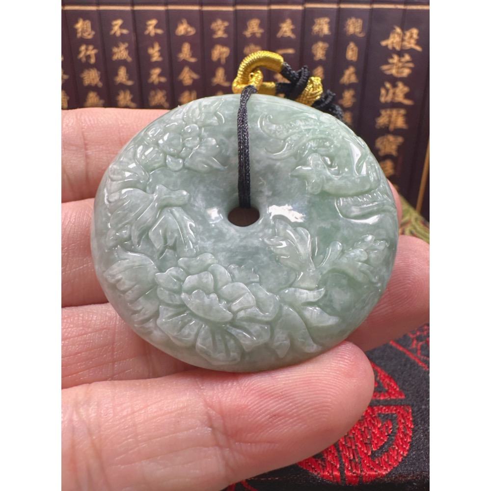 天然翡翠A貨-喜鵲報喜榮華富貴平安扣 商品編號070709-細節圖3