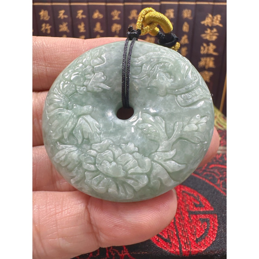 天然翡翠A貨-喜鵲報喜榮華富貴平安扣 商品編號070709-細節圖6