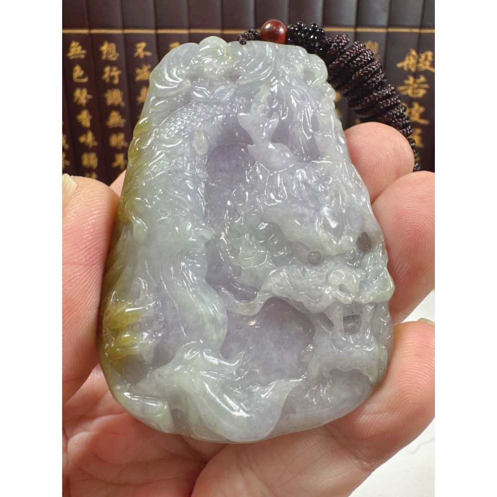 天然翡翠A貨-關聖帝君神龍護身福氣滿滿玉牌掛件 商品編號：070801-細節圖5