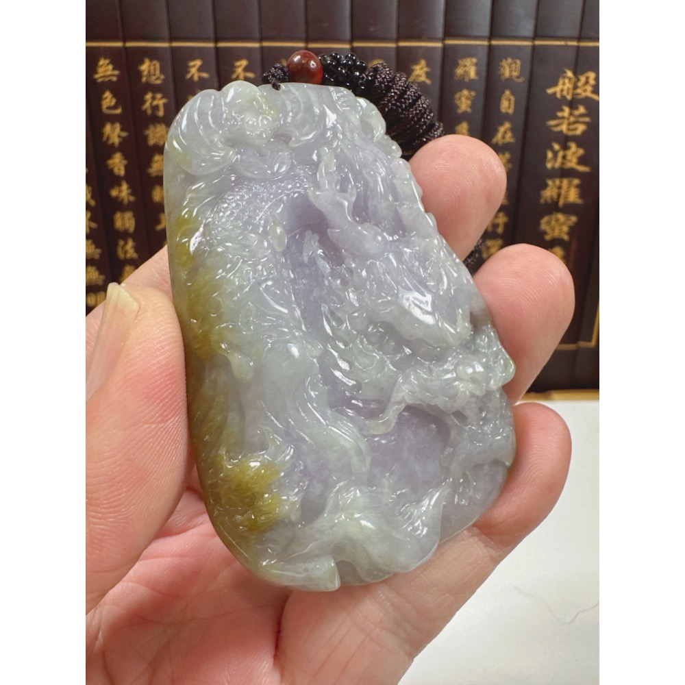 天然翡翠A貨-關聖帝君神龍護身福氣滿滿玉牌掛件 商品編號：070801-細節圖6