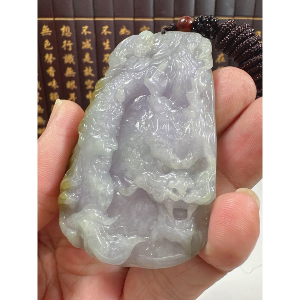 天然翡翠A貨-關聖帝君神龍護身福氣滿滿玉牌掛件 商品編號：070801-細節圖7