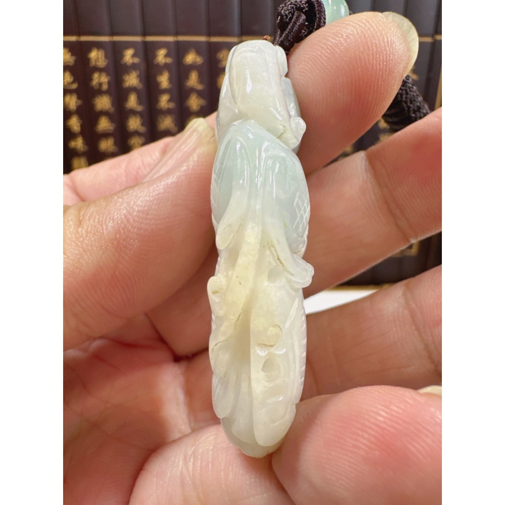 天然翡翠A貨-招財貔貅發財如意雙面雕厚庄掛件 商品編號070806-細節圖5
