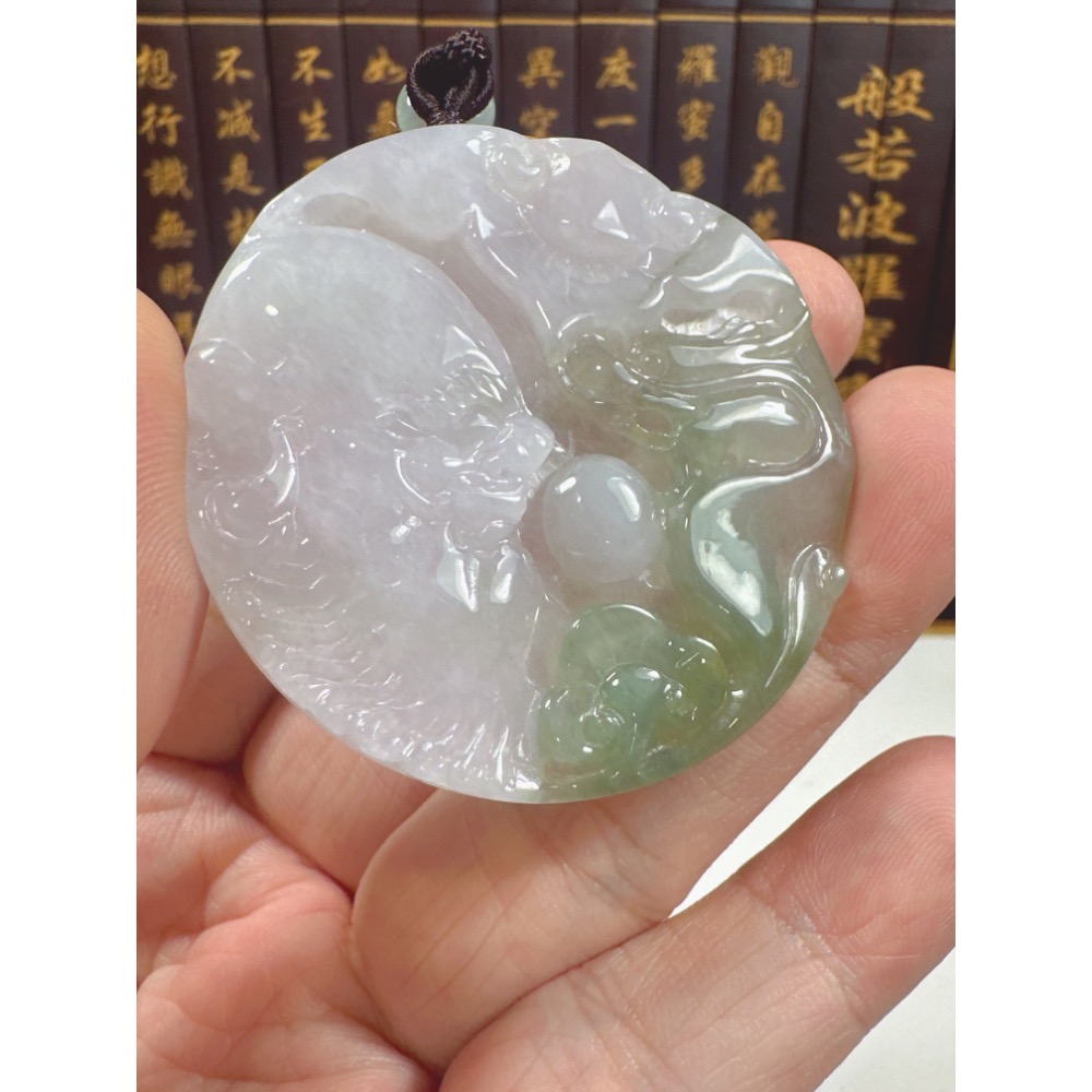 天然翡翠A貨-降龍羅漢圓滿如意掛件 商品編號070908-細節圖2