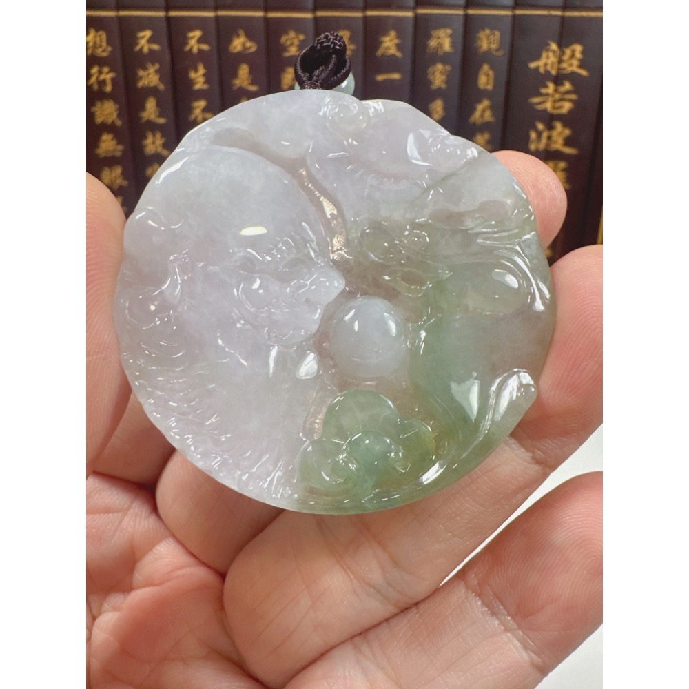天然翡翠A貨-降龍羅漢圓滿如意掛件 商品編號070908-細節圖3