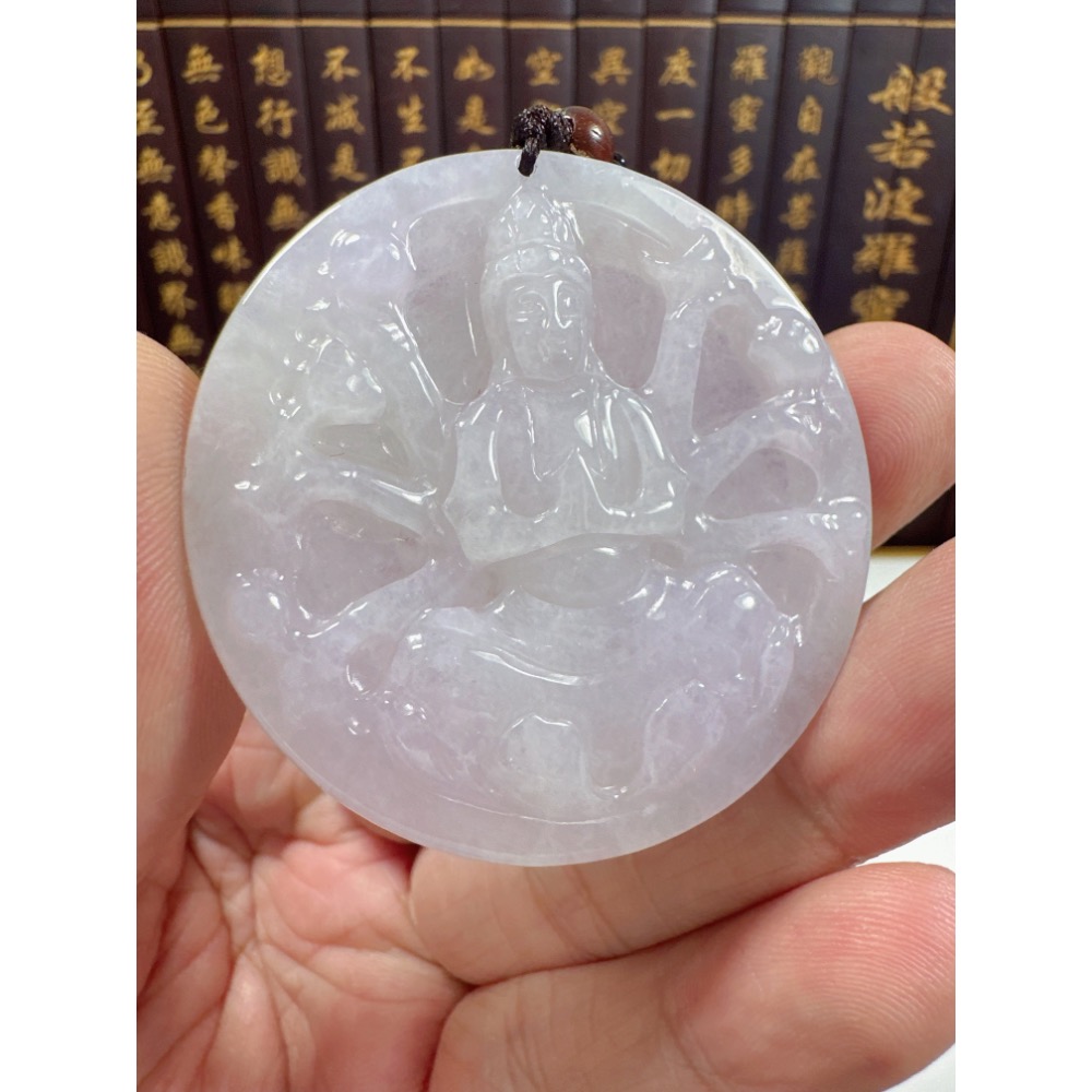 天然翡翠A貨-八大守護神-千手觀音鐲心玉牌 商品編號071208-細節圖2