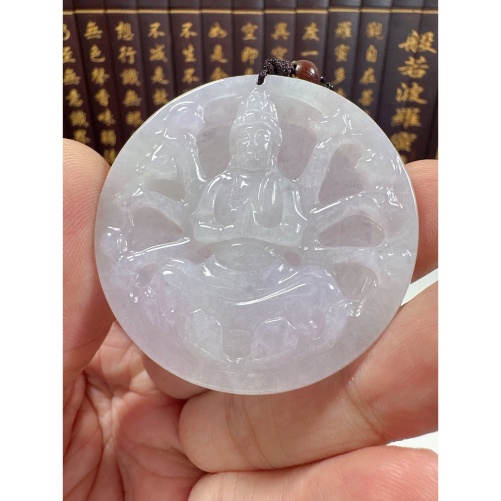 天然翡翠A貨-八大守護神-千手觀音鐲心玉牌 商品編號071208-細節圖3