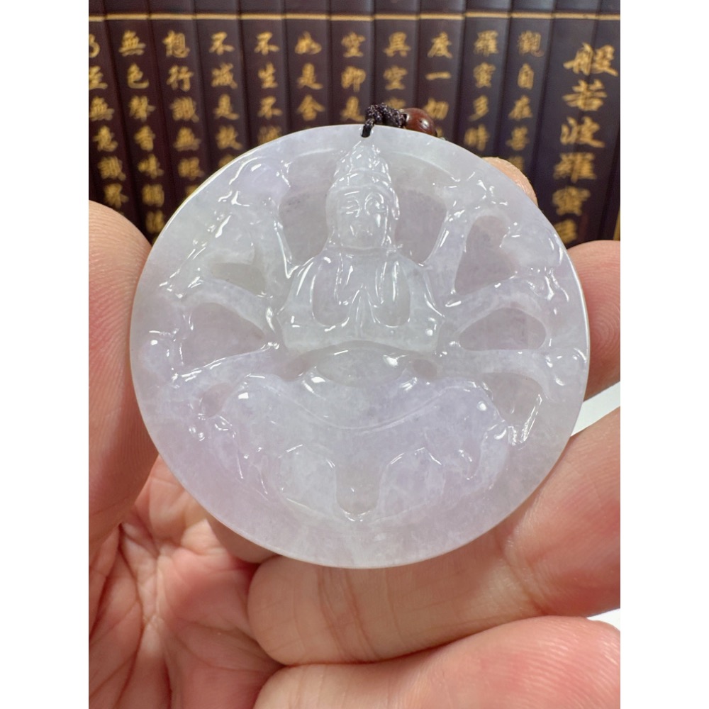 天然翡翠A貨-八大守護神-千手觀音鐲心玉牌 商品編號071208-細節圖4